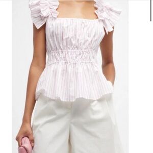 Harshman Alize Striped Ruffle-Trim
Peplum Blouse